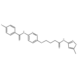 4-fluoro-N-(6-((4-((5-methylisoxazol-3-yl)amino)-4-oxobutyl)thio)pyridazin-3-yl)benzamide结构式
