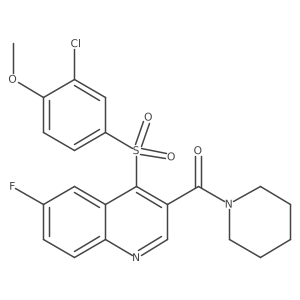 4-[(3-Chloro-4-methoxyphenyl)sulfonyl]-6-fluoro-3-(piperidin-1-ylcarbonyl)quinoline Structure