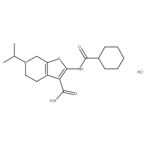 2-(Cyclohexanecarboxamido)-6-isopropyl-4,5,6,7-tetrahydrothieno[2,3-c]pyridine-3-carboxamide hydrochloride结构式