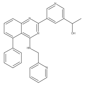 1-[5-[5-Phenyl-4-(pyridin-2-ylmethylamino)quinazolin-2-yl]pyridin-3-yl]ethanol结构式