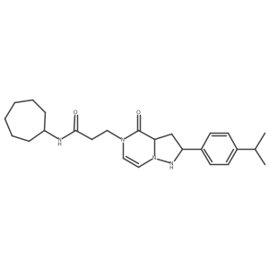N-cycloheptyl-3-[4-oxo-2-(4-propan-2-ylphenyl)-1,2,3,3a-tetrahydropyrazolo[1,5-a]pyrazin-5-yl]propanamide Structure