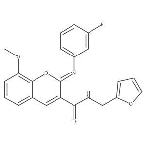(2Z)-2-[(3-fluorophenyl)imino]-N-(furan-2-ylmethyl)-8-methoxy-2H-chromene-3-carboxamide结构式