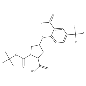 (2S,4S)-1-(tert-Butoxycarbonyl)-4-(2-nitro-4-(trifluoromethyl)phenoxy)pyrrolidine-2-carboxylic acid Structure