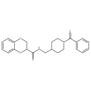 N-((1-nicotinoylpiperidin-4-yl)methyl)-2,3-dihydrobenzo[b][1,4]dioxine-2-carboxamide结构式