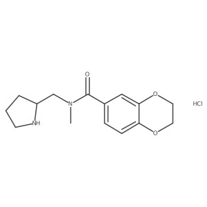 N-methyl-N-(pyrrolidin-2-ylmethyl)-2,3-dihydrobenzo[b][1,4]dioxine-6-carboxamide hydrochloride Structure