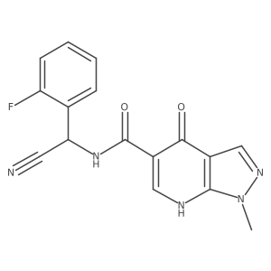 N-[Cyano-(2-fluorophenyl)methyl]-1-methyl-4-oxo-7H-pyrazolo[3,4-b]pyridine-5-carboxamide Structure