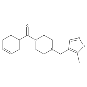 Cyclohex-3-en-1-yl(4-((5-methylisoxazol-4-yl)methyl)piperazin-1-yl)methanone结构式