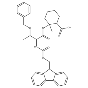 2-[(2R,3S)-3-(benzyloxy)-2-({[(9H-fluoren-9-yl)methoxy]carbonyl}amino)butanamido]-2-methylcyclohexane-1-carboxylic acid结构式