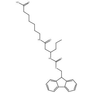 7-[3-({[(9H-fluoren-9-yl)methoxy]carbonyl}amino)hexanamido]heptanoic acid结构式