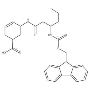 rac-(1R,5S)-5-[3-({[(9H-fluoren-9-yl)methoxy]carbonyl}amino)hexanamido]cyclohex-3-ene-1-carboxylic acid Structure
