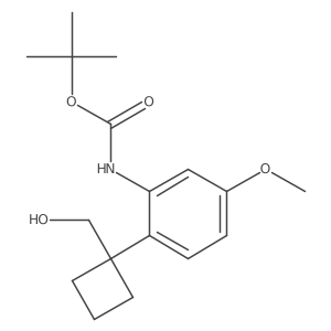 tert-butyl N-{2-[1-(hydroxymethyl)cyclobutyl]-5-methoxyphenyl}carbamate结构式