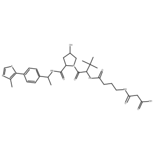 3-[[4-[[(1S)-1-[(2S,4R)-4-hydroxy-2-[[(1S)-1-[4-(4-methylthiazol-5-yl)phenyl]ethyl]carbamoyl]pyrrolidine-1-carbonyl]-2,2-dimethyl-propyl]amino]-4-oxo-butyl]amino]-3-oxo-propanoic acid结构式