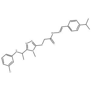 2-[(5-{1-[(3-chlorophenyl)amino]ethyl}-4-methyl-4H-1,2,4-triazol-3-yl)sulfanyl]-N'-{(Z)-[4-(propan-2-yl)phenyl]methylidene}acetohydrazide结构式