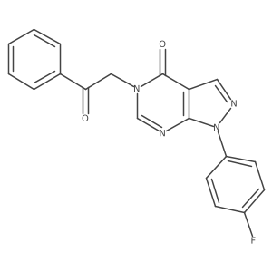 1-(4-fluorophenyl)-5-(2-oxo-2-phenylethyl)-1H-pyrazolo[3,4-d]pyrimidin-4(5H)-one结构式