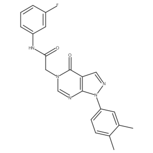 2-(1-(3,4-dimethylphenyl)-4-oxo-1H-pyrazolo[3,4-d]pyrimidin-5(4H)-yl)-N-(3-fluorophenyl)acetamide结构式