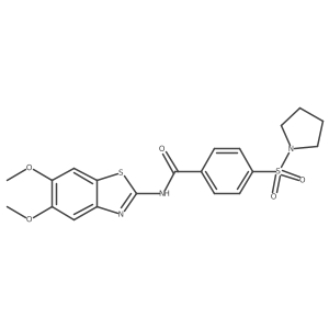 N-(5,6-dimethoxybenzo[d]thiazol-2-yl)-4-(pyrrolidin-1-ylsulfonyl)benzamide结构式