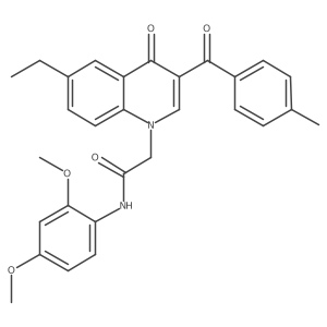 N-(2,4-dimethoxyphenyl)-2-[6-ethyl-3-(4-methylbenzoyl)-4-oxo-1,4-dihydroquinolin-1-yl]acetamide结构式