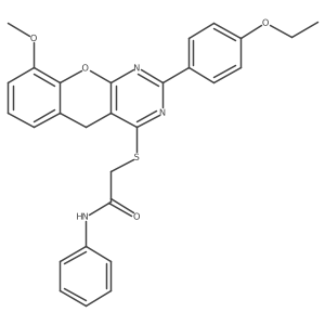 2-((2-(4-ethoxyphenyl)-9-methoxy-5H-chromeno[2,3-d]pyrimidin-4-yl)thio)-N-phenylacetamide Structure