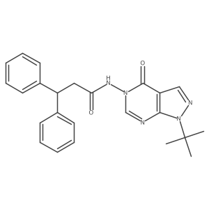 N-(1-(tert-butyl)-4-oxo-1H-pyrazolo[3,4-d]pyrimidin-5(4H)-yl)-3,3-diphenylpropanamide结构式