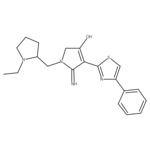 1-[(1-ethylpyrrolidin-2-yl)methyl]-5-imino-4-(4-phenyl-1,3-thiazol-2-yl)-2,5-dihydro-1H-pyrrol-3-ol结构式