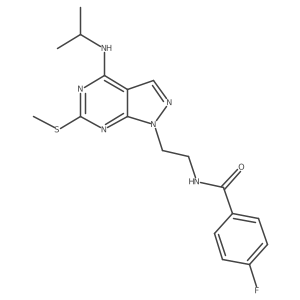 4-fluoro-N-(2-(4-(isopropylamino)-6-(methylthio)-1H-pyrazolo[3,4-d]pyrimidin-1-yl)ethyl)benzamide结构式