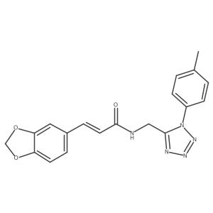 (Z)-3-(benzo[d][1,3]dioxol-5-yl)-N-((1-(p-tolyl)-1H-tetrazol-5-yl)methyl)acrylamide结构式