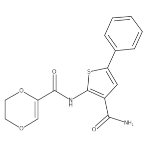 N-(3-carbamoyl-5-phenylthiophen-2-yl)-5,6-dihydro-1,4-dioxine-2-carboxamide Structure