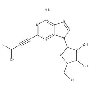 (2R,3R,4S,5R)-2-(6-Amino-2-(3-hydroxybut-1-yn-1-yl)-9H-purin-9-yl)-5-(hydroxymethyl)tetrahydrofuran-3,4-diol结构式