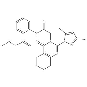ethyl 2-({[2-(3,5-dimethyl-1H-pyrazol-1-yl)-4-oxo-5,6,7,8-tetrahydroquinazolin-3(4H)-yl]acetyl}amino)benzoate结构式