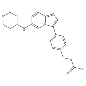 3-(4-(6-(tetrahydro-2H-pyran-4-ylamino)imidazo[1,2-b]pyridazin-3-yl)phenyl)propanoic acid Structure