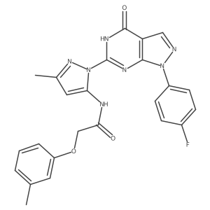 N-(1-(1-(4-fluorophenyl)-4-oxo-4,5-dihydro-1H-pyrazolo[3,4-d]pyrimidin-6-yl)-3-methyl-1H-pyrazol-5-yl)-2-(m-tolyloxy)acetamide结构式