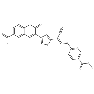 (E)-methyl 4-((2-cyano-2-(4-(6-nitro-2-oxo-2H-chromen-3-yl)thiazol-2-yl)vinyl)amino)benzoate结构式