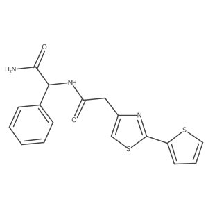 N-(2-Amino-2-oxo-1-phenylethyl)-2-(2-thienyl)-4-thiazoleacetamide Structure