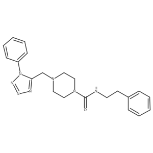 N-phenethyl-4-((1-phenyl-1H-tetrazol-5-yl)methyl)piperazine-1-carboxamide结构式