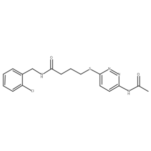 4-((6-acetamidopyridazin-3-yl)thio)-N-(2-chlorobenzyl)butanamide结构式