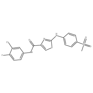 N-(3-chloro-4-fluorophenyl)-2-((4-(methylsulfonyl)phenyl)amino)thiazole-4-carboxamide结构式