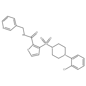 3-((4-(2-chlorophenyl)piperazin-1-yl)sulfonyl)-N-(pyridin-3-ylmethyl)thiophene-2-carboxamide结构式