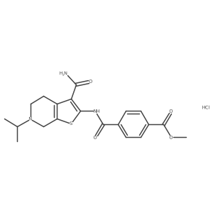 Methyl 4-((3-carbamoyl-6-isopropyl-4,5,6,7-tetrahydrothieno[2,3-c]pyridin-2-yl)carbamoyl)benzoate hydrochloride Structure