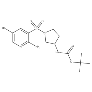 (S)-tert-butyl 1-(2-amino-5-bromopyridin-3-ylsulfonyl)pyrrolidin-3-ylcarbamate Structure
