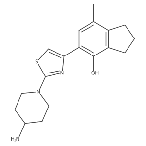 5-[2-(4-aminopiperidin-1-yl)-1,3-thiazol-4-yl]-7-methyl-2,3-dihydro-1H-inden-4-ol结构式