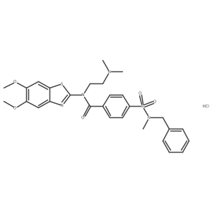 4-(N-benzyl-N-methylsulfamoyl)-N-(5,6-dimethoxybenzo[d]thiazol-2-yl)-N-(2-(dimethylamino)ethyl)benzamide hydrochloride结构式