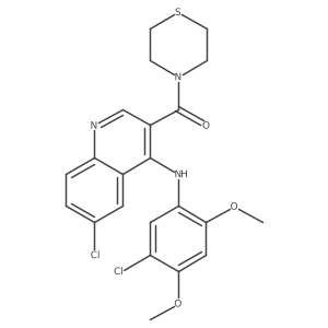 6-chloro-N-(5-chloro-2,4-dimethoxyphenyl)-3-(thiomorpholin-4-ylcarbonyl)quinolin-4-amine结构式