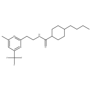4-butyl-N-(2-(4-methyl-6-(trifluoromethyl)pyrimidin-2-yl)ethyl)cyclohexanecarboxamide结构式