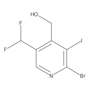 (2-Bromo-5-(difluoromethyl)-3-iodopyridin-4-yl)methanol结构式