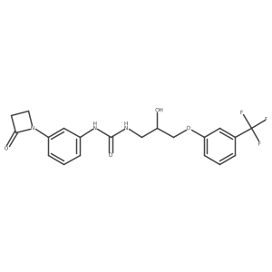 1-{2-Hydroxy-3-[3-(trifluoromethyl)phenoxy]propyl}-3-[3-(2-oxoazetidin-1-yl)phenyl]urea结构式