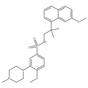 4-methoxy-N-[2-(7-methoxynaphthalen-1-yl)-2-methylpropyl]-3-(4-methylpiperazin-1-yl)benzenesulfonamide结构式