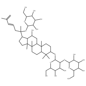 (3I(2),12I(2),23E)-20-(I(2)-D-Glucopyranosyloxy)-12-hydroxydammara-23,25-dien-3-yl 2-O-I(2)-D-glucopyranosyl-I(2)-D-glucopyranoside结构式
