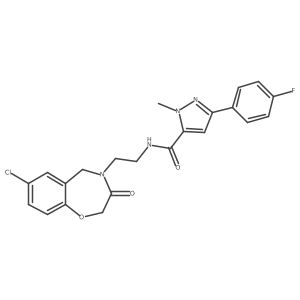 N-(2-(7-chloro-3-oxo-2,3-dihydrobenzo[f][1,4]oxazepin-4(5H)-yl)ethyl)-3-(4-fluorophenyl)-1-methyl-1H-pyrazole-5-carboxamide结构式