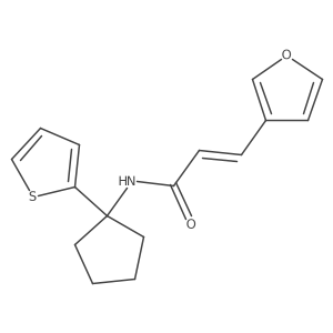 (E)-3-(furan-3-yl)-N-(1-(thiophen-2-yl)cyclopentyl)acrylamide结构式