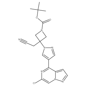 3-[4-(6-Chloropyrazolo[1,5-a]pyrazin-4-yl)-1H-pyrazol-1-yl]-3-(cyanomethyl)-1-azetidinecarboxylic acid 1,1-dimethylethyl ester结构式